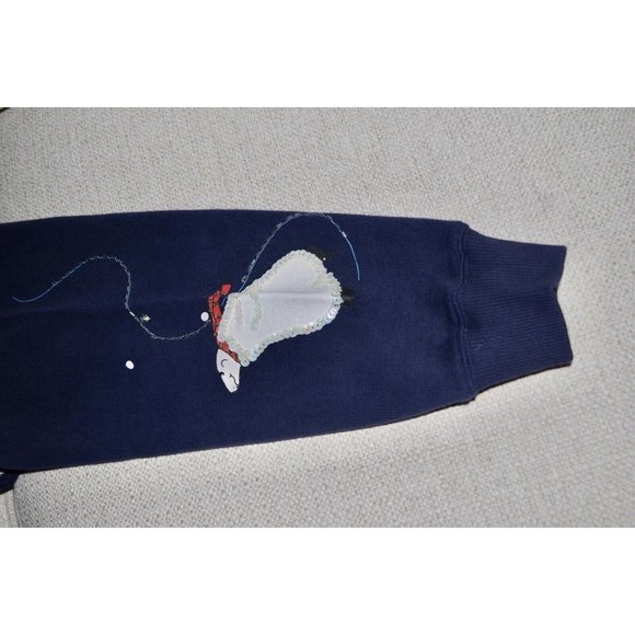 Saul Away Women’s Skating Polar & Moose Christmas Sweater Size S Blue  Sequins - Picture 5 of 7